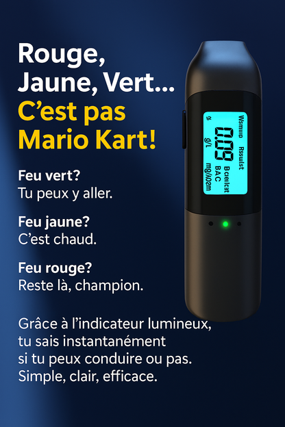 Éthylotest électronique sans contact – Rechargeable USB & LED